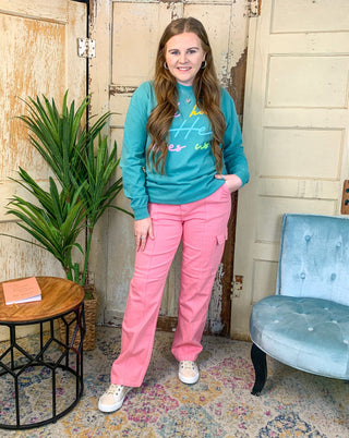 High Waisted Pink Cargo Pant