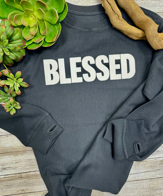 Blessed Applique Soft Corded Top
