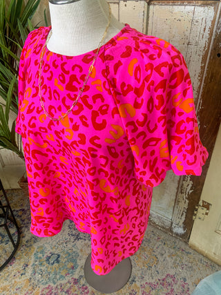 Annabell Pink Leopard Top