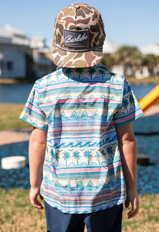 Youth Performance Button Up - Palms & Fins