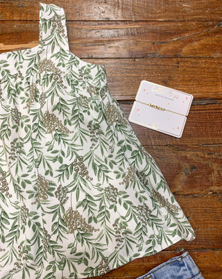 Girls Green Leaf Print Top