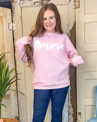 Amore Bubblegum Pink Cord Sweatshirt