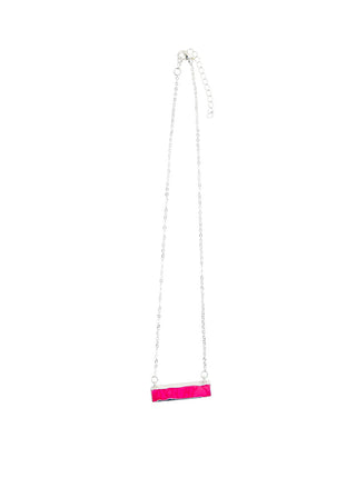 Dainty Silver Necklace w/ Pink Bar