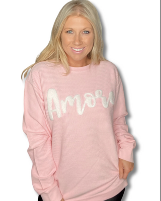 Amore Bubblegum Pink Cord Sweatshirt