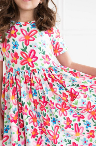 Neon Floral Twirl Dress