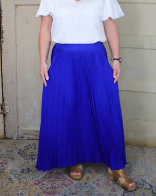 Royal Blue Pleated Maxi Skirt